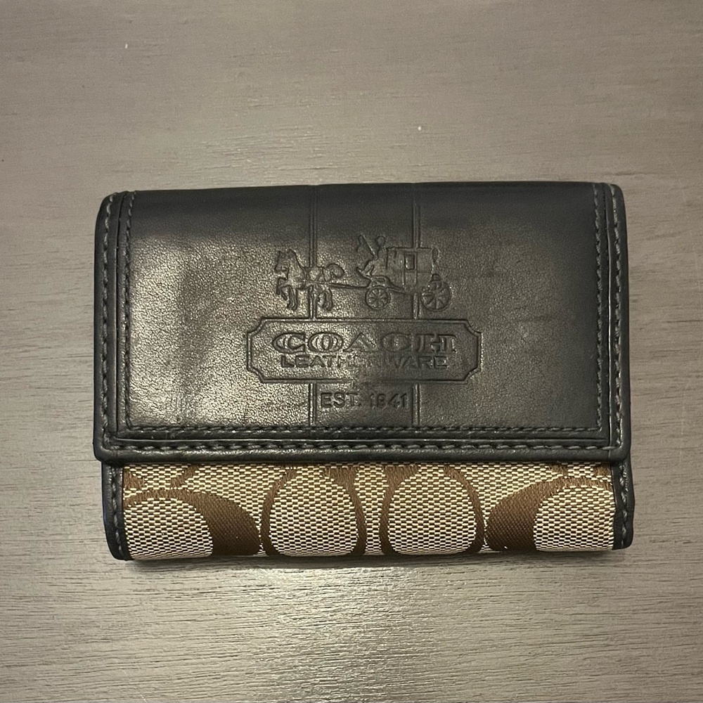 Coach Black and Tan Key Holder
